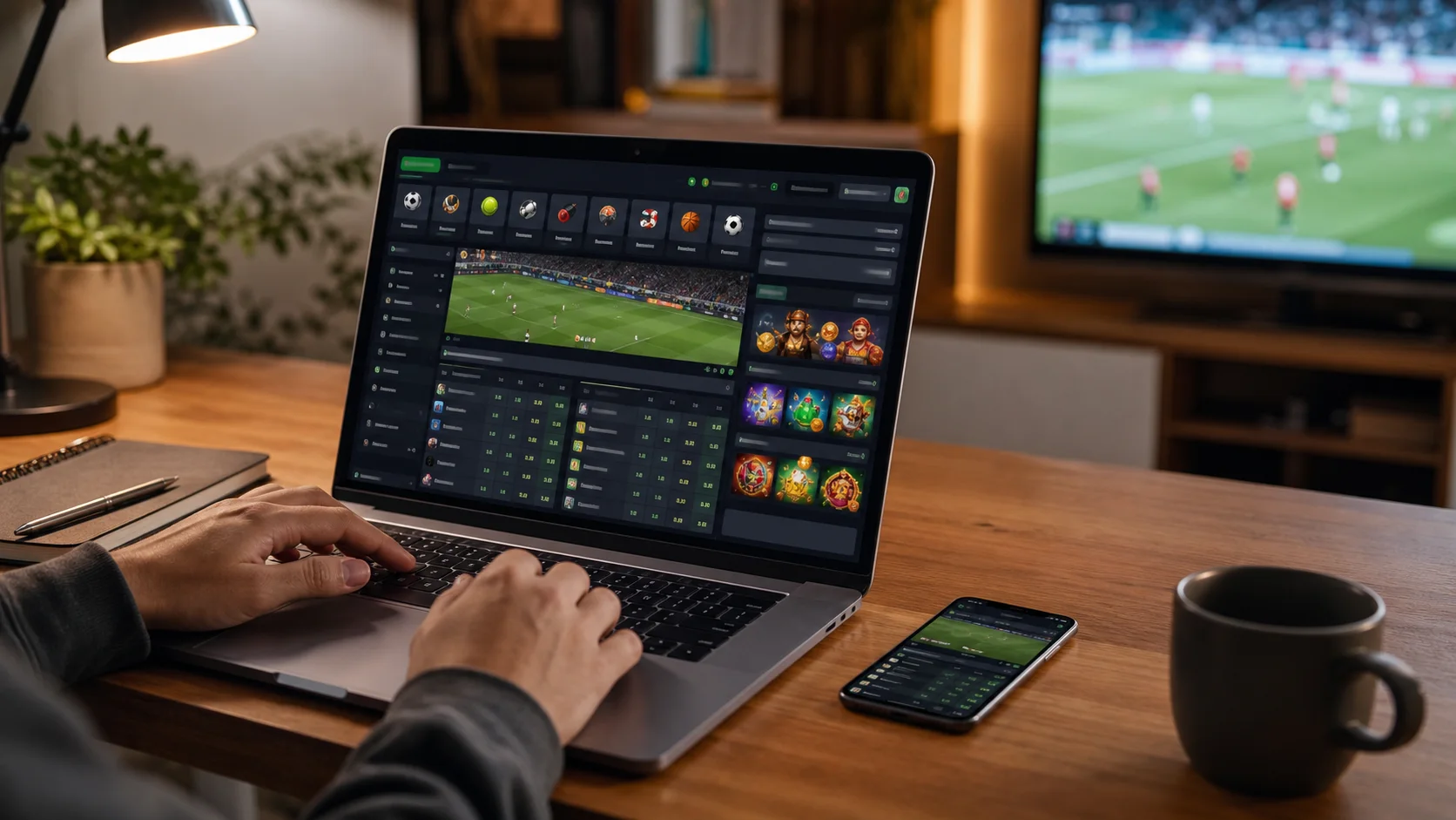 Plataforma 888casino em notebook e celular com apostas esportivas e cassino online